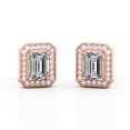 thumbnail image 1 of Pendientes JeenMata con bisel engastado, moissanita de corte esmeralda de 2,15 quilates, Chapado En oro rosa de 18 K, 1 of 4