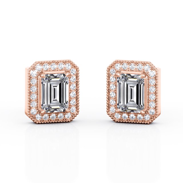 Pendientes JeenMata con bisel engastado, moissanita de corte esmeralda de 2,15 quilates, Chapado En oro rosa de 18 K