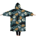 thumbnail image 2 of Oversized Wearable Blanket Hoodie,Halloween Spooky Icons Pattern Sherpa Blanket Hoodie with Super Pockets,Super Warm Fuzzy Pullover for Women & Men, 2 of 6