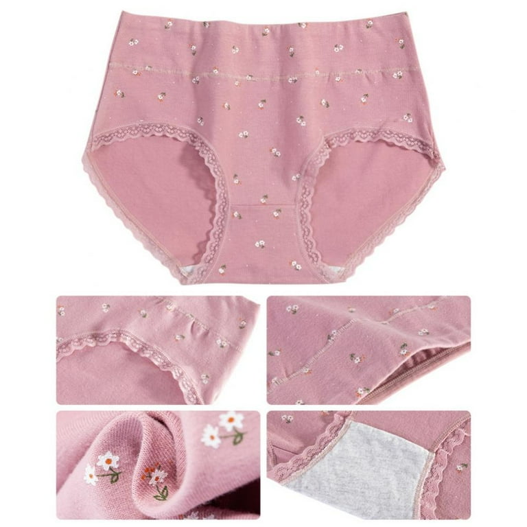 Xmarks Women's Cotton High Leg Brief Underwear, Floral Pattern Lace Bikini  Panties