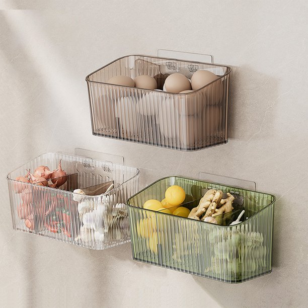 Organizador de ducha de pared, estante de plástico transparente, caja adhesiva para colgar, armario de baño y cocina, para ducha, almacenamiento de cepillos de dientes, diseño limpio y organizado.
