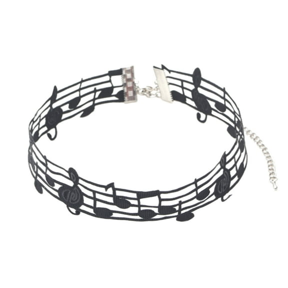 lixuesong Handmade Black Short Necklace Featuring Unique Musical Notes Design Women Jewelry for Fashionable Women and Music Lovers