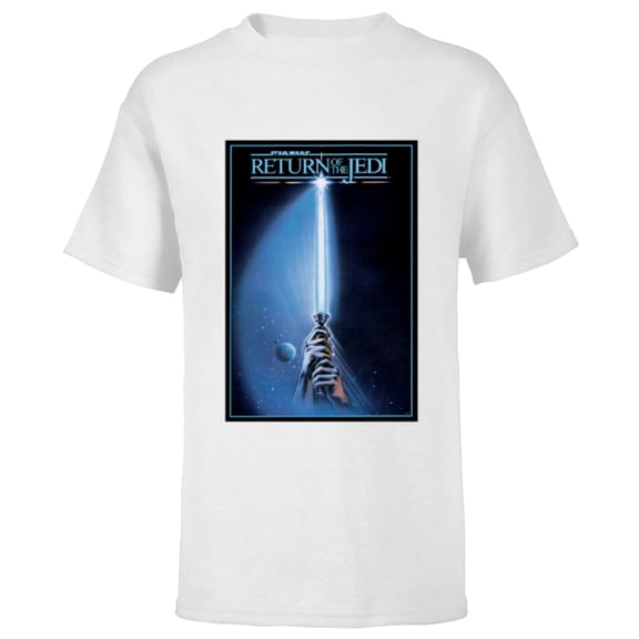 Star Wars Return of the Jedi Lightsaber Movie Poster - Short Sleeve T-Shirt for Kids - Customized-White