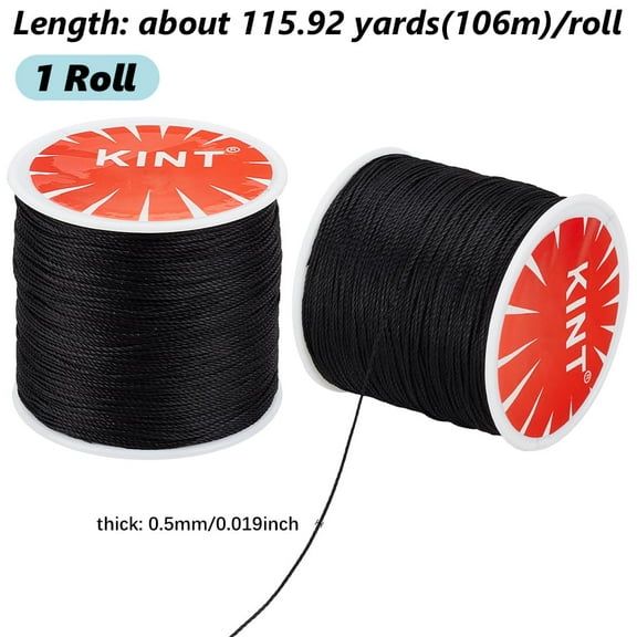 1 Roll Black 0.5mm Round Waxed Polyester Cord 115.92 Yards Ideal for Crafting and Jewelry Making