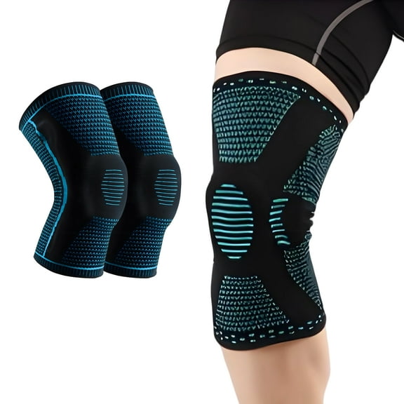 BESTSKY 2Pcs Knee Pads for Men,Shock-Absorbing Silicone Ring Knee Sleeves,Double Fish Scale Spring for Men,S