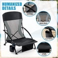 thumbnail image 6 of UMINEUX Low Beach Chairs for Adults, Folding Portable Lightweight Chair with Cup Holder, Black and Gray, 6 of 9
