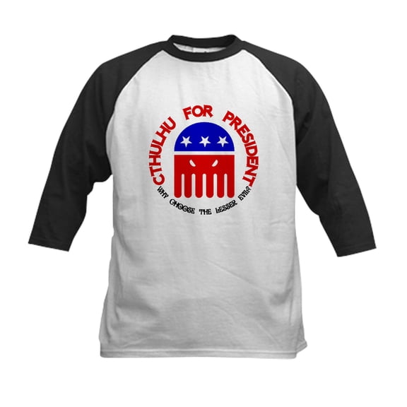CafePress - Cthulhu For President Kids Baseball Jersey - Kids Cotton Baseball Jersey, 3/4 Sleeve Shirt