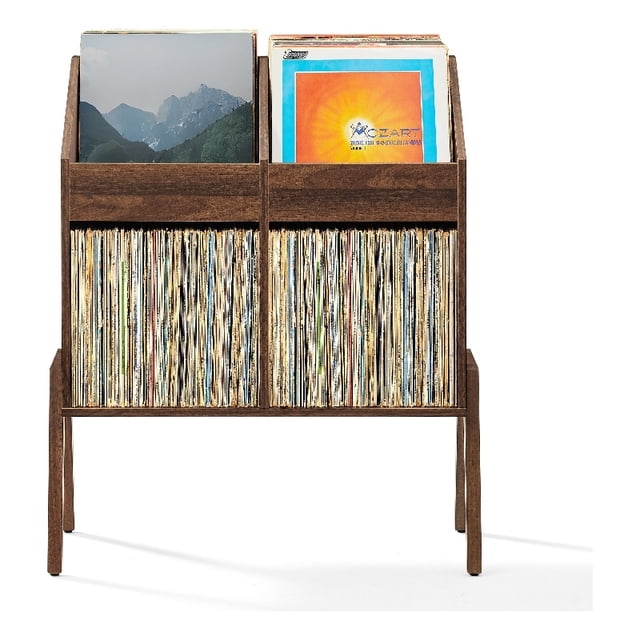 Crosley Furniture Luna Meuble de Rangement pour Disques Vinyles en Noyer