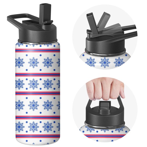 Christmas 18 oz Insulated Stainless Steel Water Bottle with Straw & Cleaning Brush , Leakproof, BPA-Free, 304 Stainless Steel, Wide Mouth, Travel Mug for Car, Gym, Office