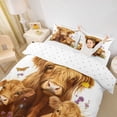 thumbnail image 3 of jejeloiu Brown Highland Cattle Duvet Cover Set For Kids,Countryside Flowers Rustic Farmhouse Theme Bedding Full For Girls,Reversible,3pcs(No Comforter), 3 of 6