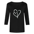 thumbnail image 4 of Plebaso Hauts Cœur pour Femmes Manches 3/4 Col Rond T-Shirts Décontractés Imprimé Chandail Femmes 2025 Tee Blouses, 4 of 4