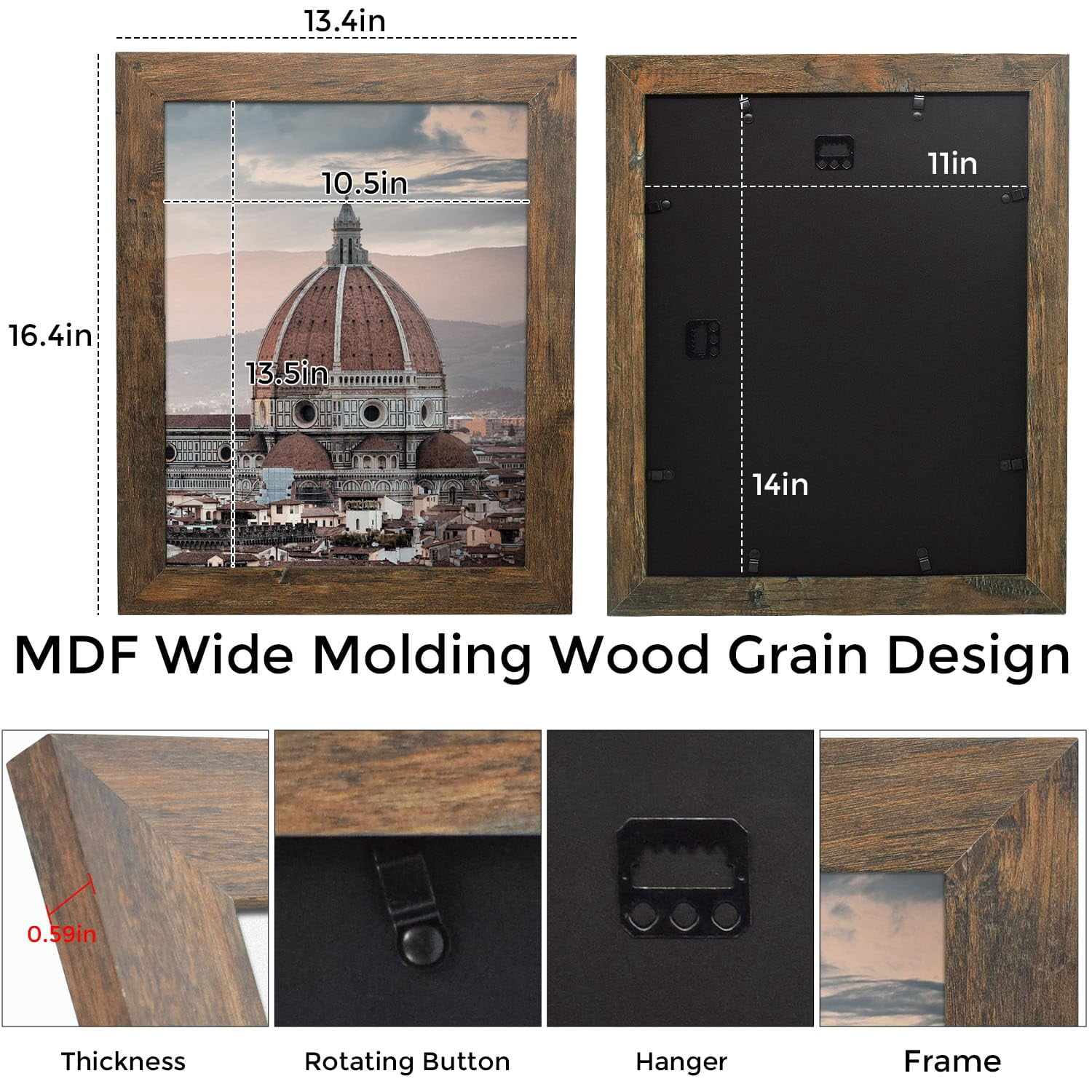 Golden State Art 11 x 14 Rustic Picture Frames, Gallery Wall Frames Set, Brown, Pack of 10