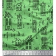 thumbnail image 1 of Soimoi Green Poly Georgette Fabric Architectural Structure Architectural Decor Fabric Printed Yard 42 Inch Wide, 1 of 5