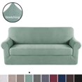 thumbnail image 1 of H.VERSAILTEX 2-Piece Jacquard Spandex Sofa Stretch Slipcover, Cyan, 1 of 6