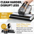 thumbnail image 4 of Oovac Mattress Vacuum BED CLEANER with UV-C LIGHT, 14kPa Suction, DUAL FILTERS & Dual Rollers, Furniture Handheld Vacuum Cleaner Dust Sensor, CORDED HANDHELD VACUUM, 4 of 6