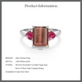 thumbnail image 4 of Gem Stone King 10K White Gold Red Tiger Eye and Red Created Ruby 3 Stone Engagement Ring for Women (2.54 Cttw, Emerald Cut 9X7MM, Gemstone Birthstone, Size 8), 4 of 4