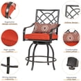 thumbnail image 3 of SUNCROWN Patio Swivel Chairs Outdoor Metal High Bar Stools Set of 2, 3 of 7