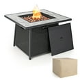 thumbnail image 1 of Mesa para fogón de gas propano Costway, ratán de mimbre PE para Patio con cubierta de PVC para rocas de lava, 1 of 4