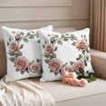 thumbnail image 2 of Pink Rose Pillow Covers 2 Pack Watercolor Wreath Pillowcase Waterproof Outdoor Throw Pillow Cover for Patio Garden Square Cushion 18”x18”, 2 of 9