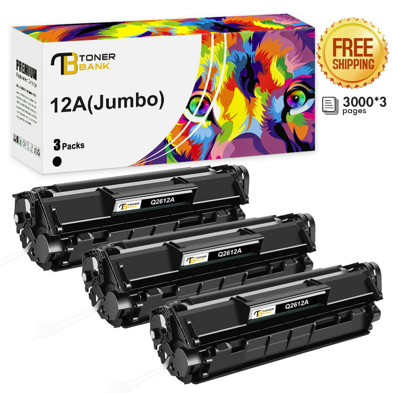 Bank 3-Pack Compatible 12A High Yield Toner Cartridge for HP 12A Q2612A 3015 1010 1012 1015 1018 1020 1022 3020 3030 3050 3050Z 3055 M1005MFP M1319MFP Black - Walmart.com