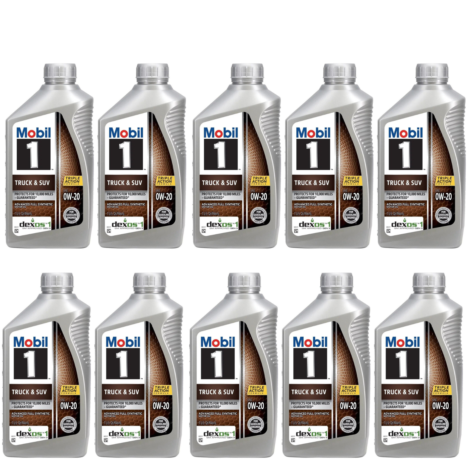 Mobil 1 124592 Truck & SUV Full Synthetic Motor Oil 0W20 Pack of 10