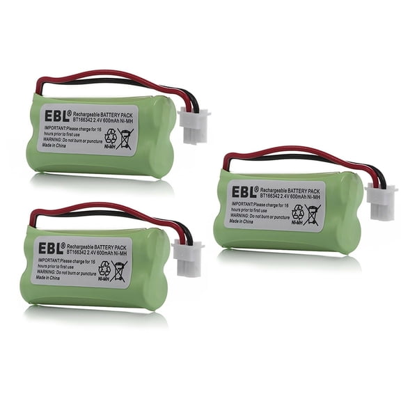EBL (3-Pack) Replacement Battery BT162342 / BT262342 600mA for Vtech AT&T Cordless Telephones Batteries CS6114 CS6419 CS6719 EL52300