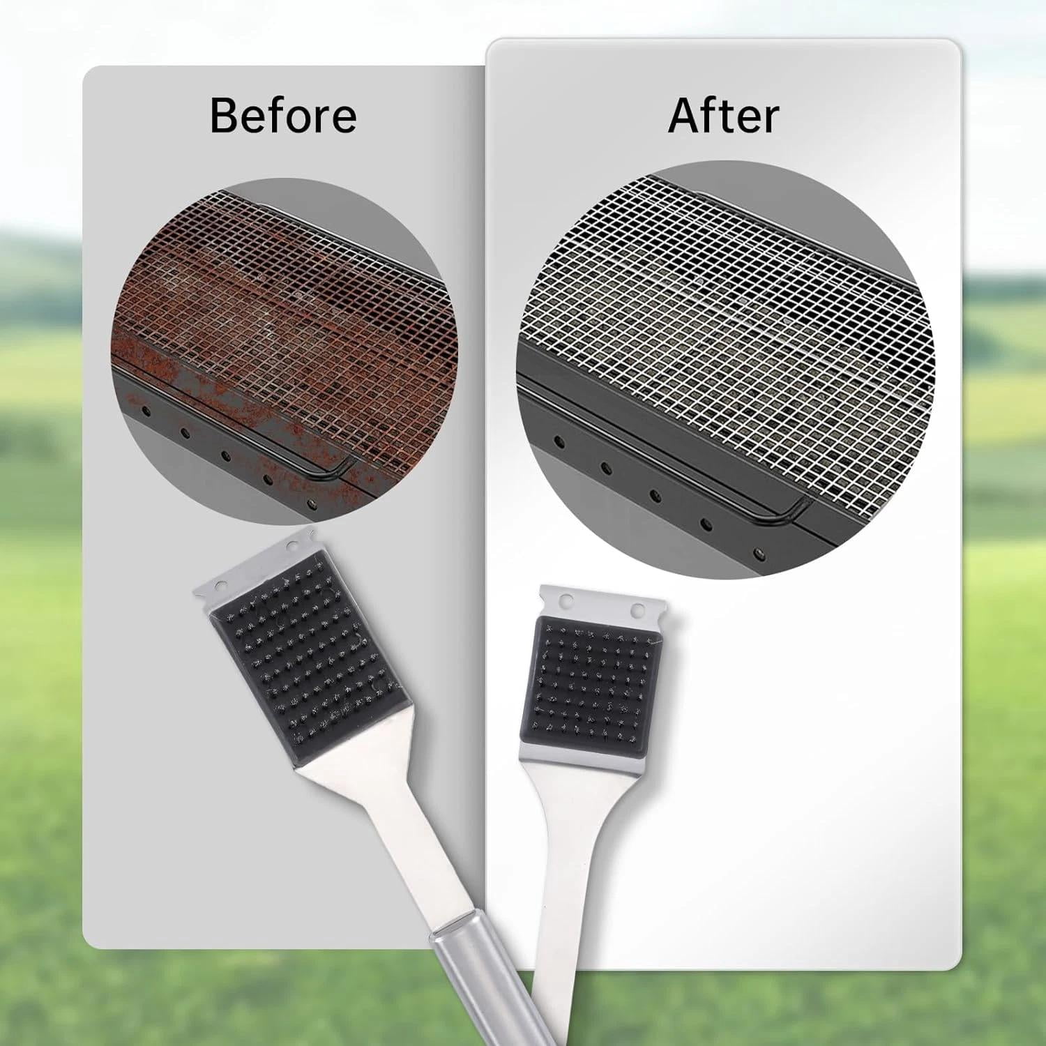 2 Pack Grill Brush and Scraper, 16.5” & 14” Wire BBQ Grill Brush for Outdoor Gri