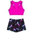 thumbnail image 4 of Yartina Girls Two Pieces Dance Sports Outfits Racerback Tank tops With Booty Shorts Gymnastics Dark Night Black L, 4 of 5