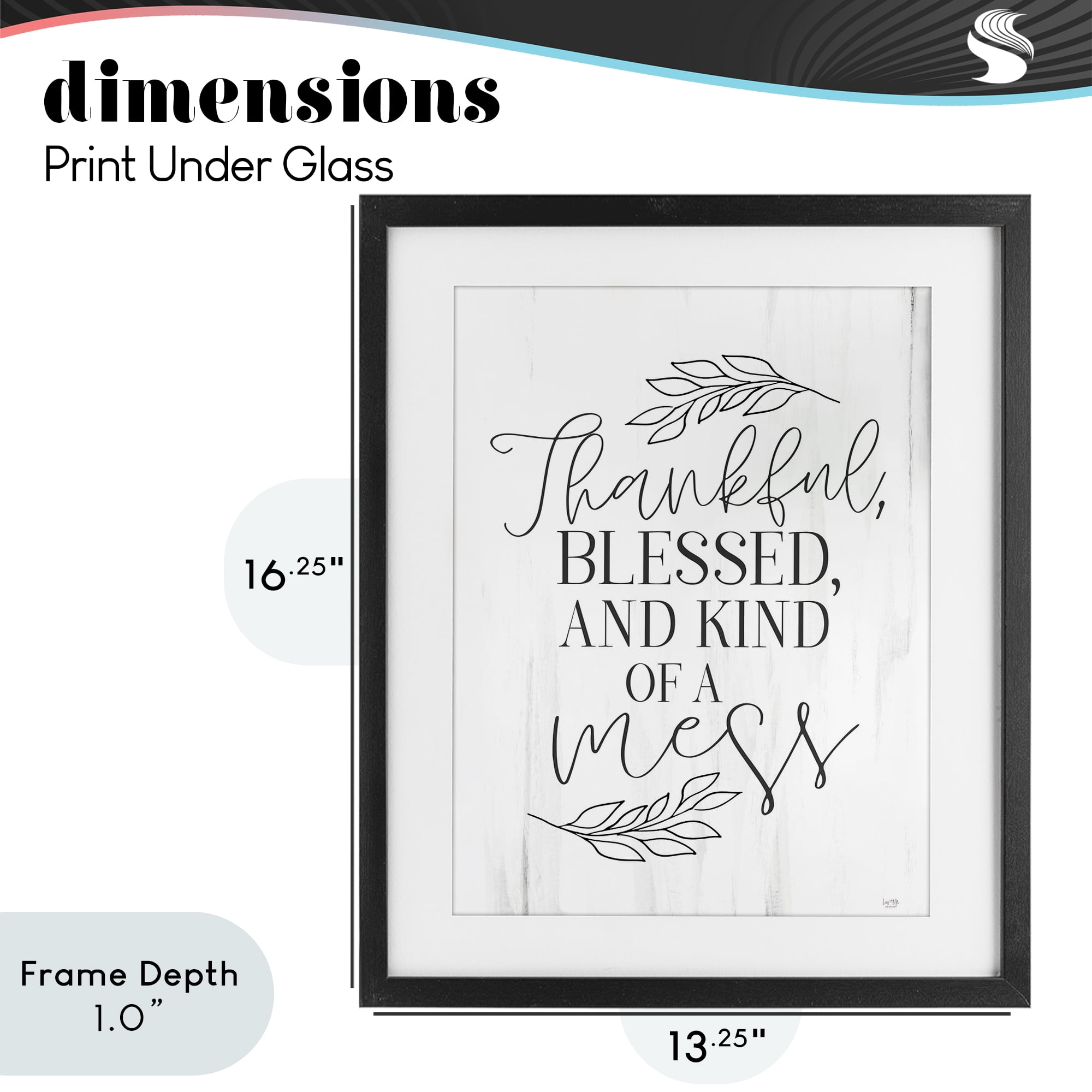 Stupell Industries Thankful Bless & A Mess Black Framed Print Under Glass, design by Lux + Me Designs
