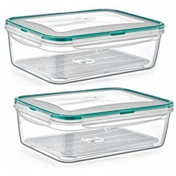 PlastArt 2205 Fresh Box Rectangle Set, Multi Piece Food Storage Container Set, 3.3 cup, 2 Pack, Clear