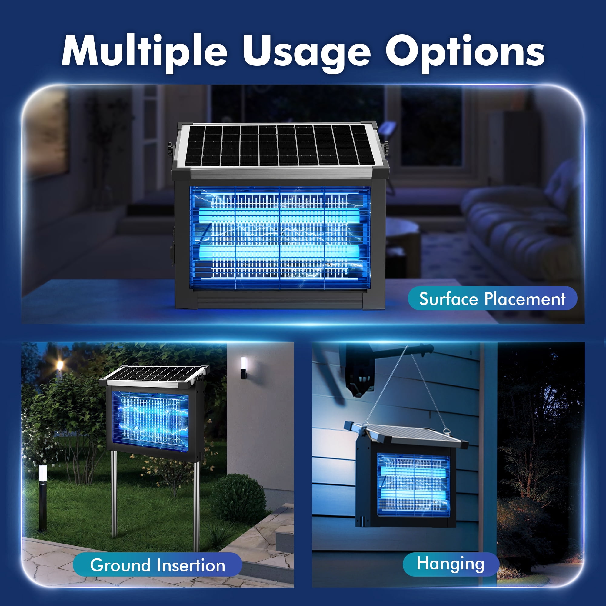 Reppiss Solar Bug Zapper Outdoor, 1 Acre Mosquito & Fly Killer Lamp, Waterproof Insect Control for Garden, Patio