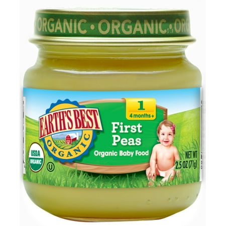 Earth's Best Organic Stage 1 Baby Food, First Peas, 2.5 oz. (Best Vegetables For Babies)