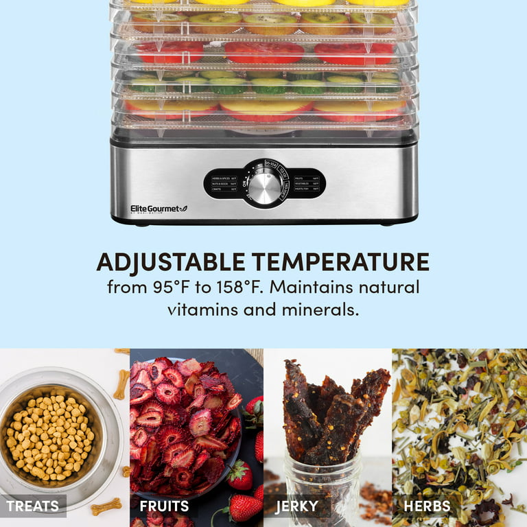 Elite Gourmet Digital Food Dehydrator with 4 Stainless Steel Trays
