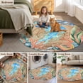 thumbnail image 6 of Jellyfish Coastal Round Area Rugs Collection 6', Summer Nautical Starfish Coral Brown Anchor Non Slip Indoor Circular Throw Runner Rug Floor Mat Carpet for Living Room Dining Table Bedroom Nursery, 6 of 9