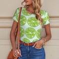 thumbnail image 4 of Rateoe Green Lemon Slices Printed Women Rash Guard Short Sleeve,Tummy control Swimsuit Surfing Swimsuit Bathing Suit Short-sleeved Onesie UPF 50+, 4 of 6
