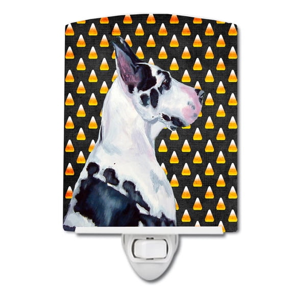 Caroline's Treasures LH9067CNL Great Dane Candy Corn Halloween Portrait Ceramic Night Light, 6x4x3", multicolor