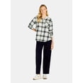 thumbnail image 3 of Time and Tru Women's Hooded Flannel Button Down Shirt with Long Sleeves, Sizes XS-XXXL, 3 of 4