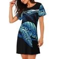 thumbnail image 2 of Gukieu Ocean Turtle Print Women's Nightgown, A-line Round Neck Short-sleeved Nightgown Pajamas Home Wear Suitable for Home and Outing, 2 of 6