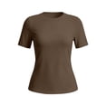thumbnail image 6 of Rhuody Cute Tops For Women Open Back Short Sleeve Tops Loose Fit Athletic Crop Tee Gym Running Yoga Shirt Trend Wear Coffee, 6 of 6