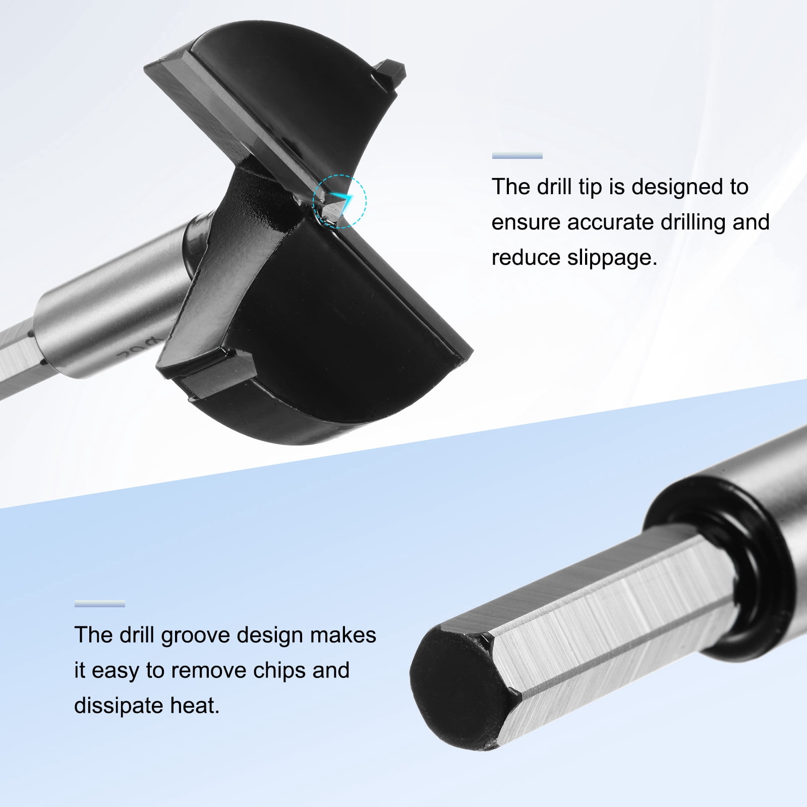 Uxcell Forstner Drill Bit for Woodworking, 2-7/16in (62mm) Carbide Tip Round Shank Hinge Cutter for Wood Hole Drilling Opener