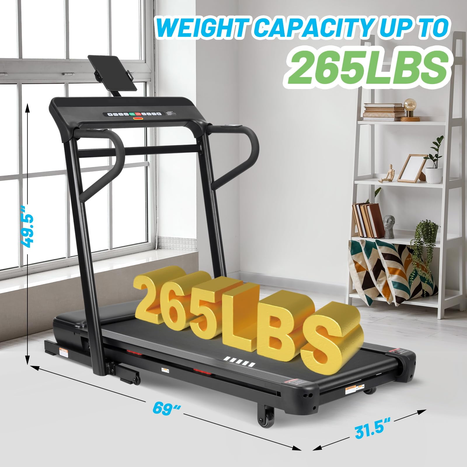 Towallmark 3.5HP Foldable Treadmill with 12% Auto Incline, Foldable Compact Walking Treadmill, Uphill & Downhill Running Mode, 350 LBS Capacity, Slope Range -3 to +15, Speed 1-20 km/H, APP Control