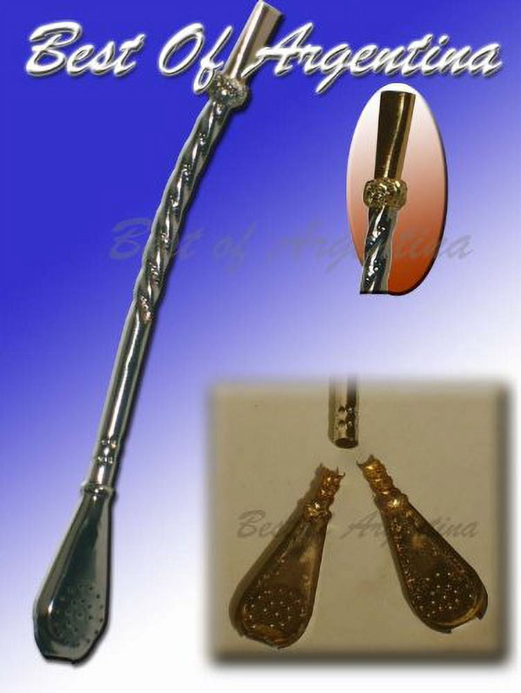 Argentina MATE Kit - Gourd made out of a Bamboo cane + Yerba Mate Herb Tea + Bronze & Nickel Straw (w/filter)