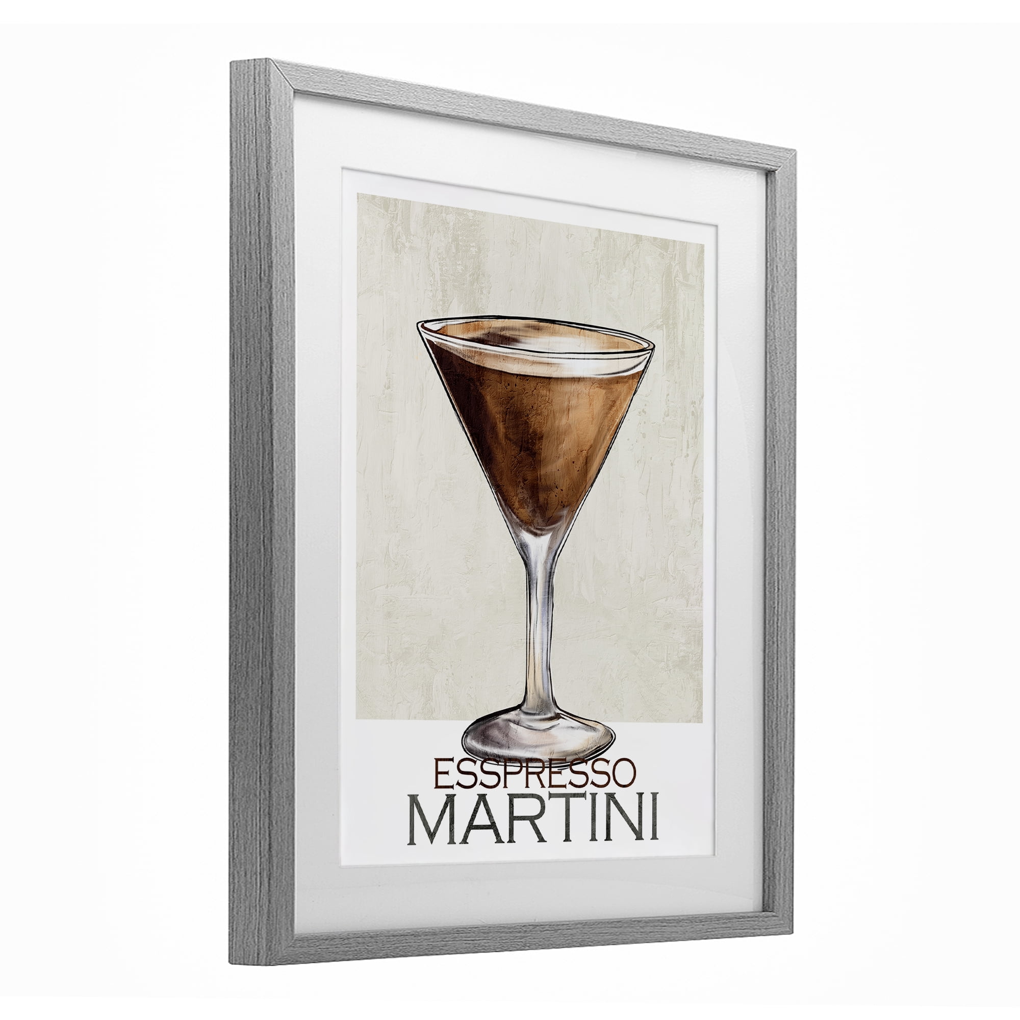 Stupell Industries Sophisticated Espresso Martini Gray Framed Print Under Glass, design by Kim Allen