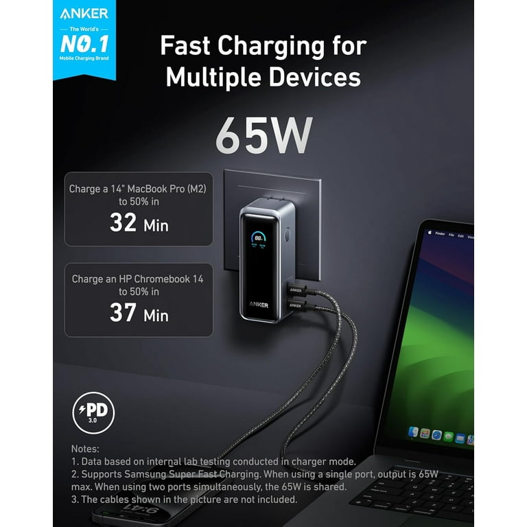 Anker Prime Power Bank, 9,600mAh Battery Pack with 65W Output