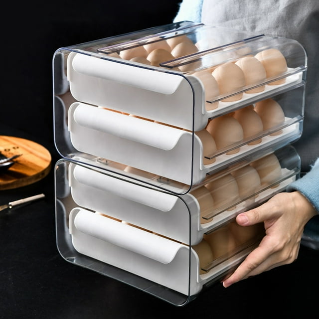 Caja de Almacenamiento de Huevos de Estilo Cajón, Organizador de Huevos, Cocina Espesada Bandeja de Huevos de Gran Capacidad