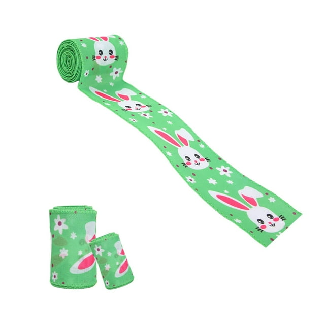 Easter Cartoon Printed Ribbon Holiday Decorations DIY Craft Packaging Rabbit And Egg Patterned Ribbon.