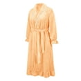 thumbnail image 4 of Breezora Women's Warm Winter Long Sleeve Maxi Robe with Lace Trim Fuzzy Soft Bathrobe for Cozy Nightgown and Sleepwear Home Comfort M Size Yellow, 4 of 9