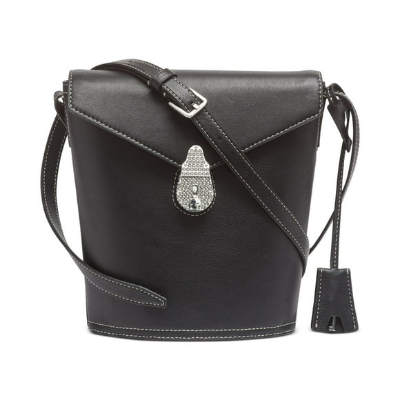 Calvin Klein Lock Leather Bucket Bag, Black