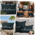 thumbnail image 5 of Welcome Outdoor Waterproof Pillow Covers, Black Vintage Style Simple Farmhouse Wood Grain Decorative Square Throw Pillowcase Sofa Cushion Sham for Patio/Couch/Chair, 20"x20" 2 Pack, 5 of 8