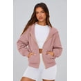 thumbnail image 4 of Sudadera PRETTYGARDEN con cierre y capucha, manga larga, rosa polvoriento, talla S, 4 of 7